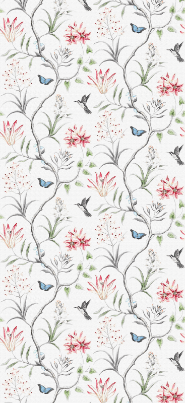 Outdoor vinyl rug with bird and butterfly floral design - TenStickers