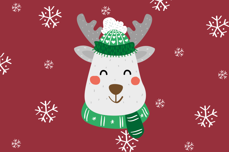 Red vinyl rug with christmas deer for kids - TenStickers