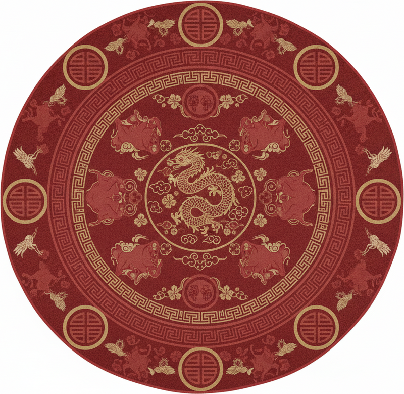 Red vinyl rug with chinese vintage pattern - TenStickers