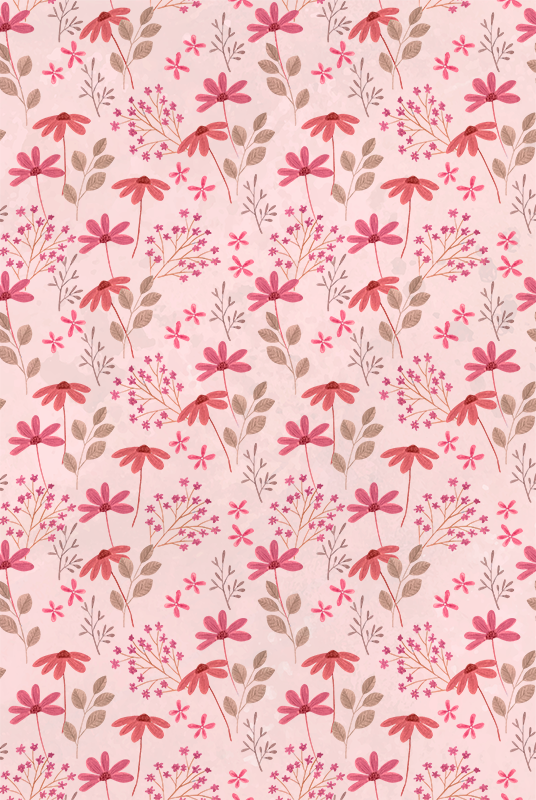 Pink vinyl rug with delicate pink flowers - TenStickers