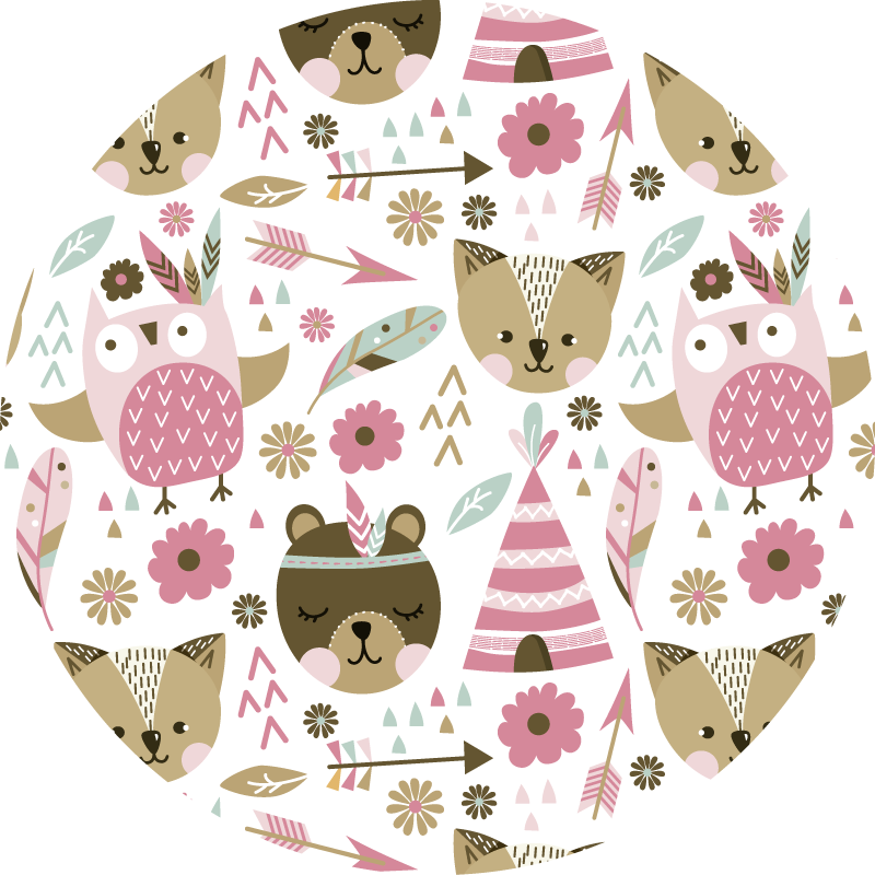 Children's Animal Patterns circular rug - TenStickers