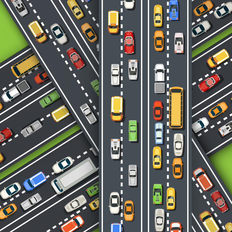 City Traffic Illustration road vinyl rug - TenStickers