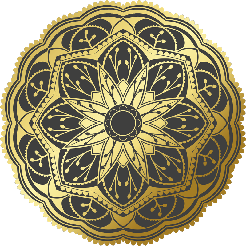 Mandala vinyl rug with golden mandala design - TenStickers