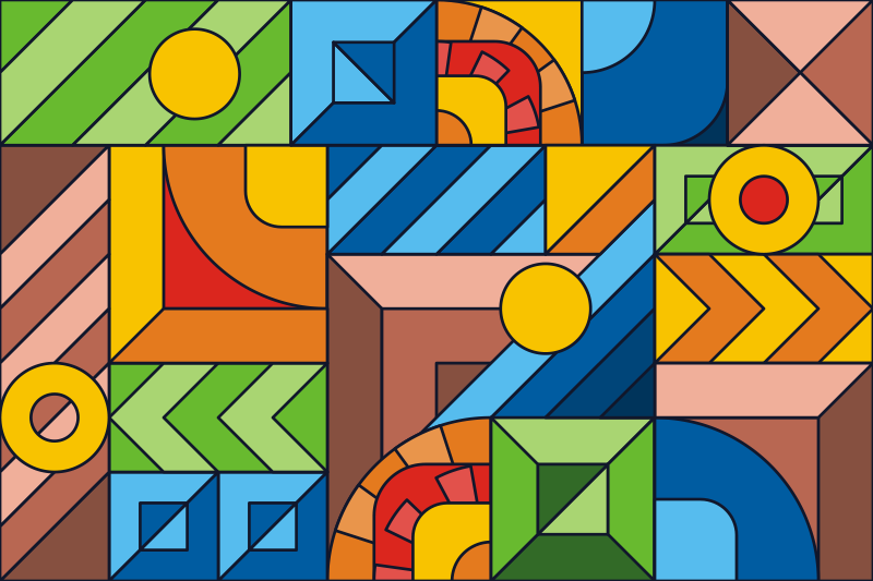 Geometric Color Squares geometric vinyl rug - TenStickers