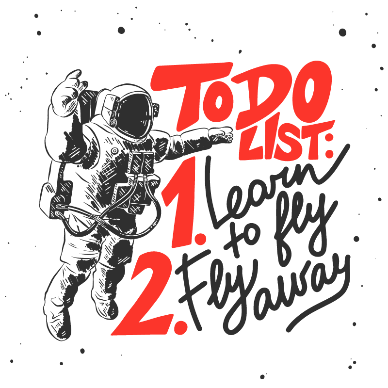 Astronaut To-Do List custom vinyl rug - TenStickers
