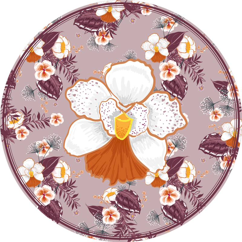 Floral Patterned Circle vinyl rug flowers - TenStickers