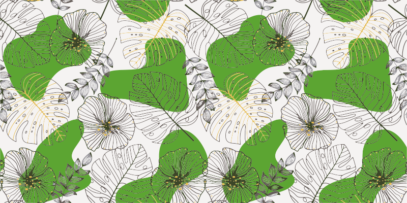 Tropical Monstera vinyl rug flowers - TenStickers