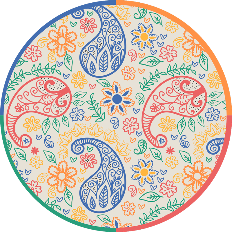 Floral Paisley Motifs vinyl rug flowers - TenStickers