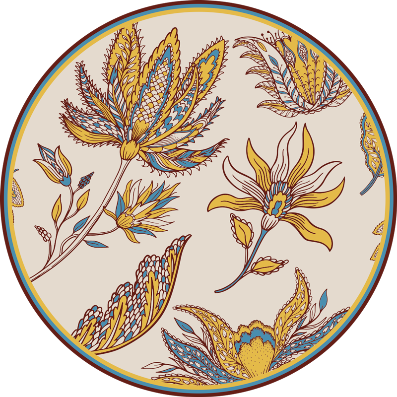 Ornate Floral Elegance vinyl rug flowers - TenStickers