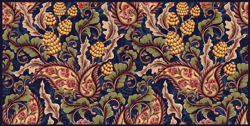 Floral Ornamentation vinyl rug flowers - TenStickers