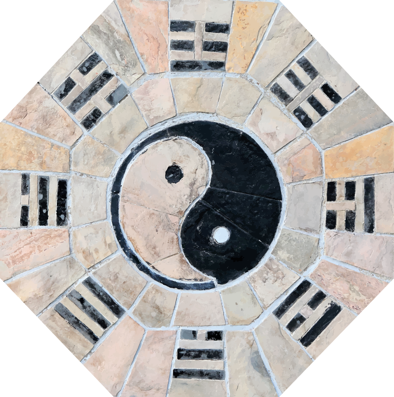 Yin Yang Collage mosaic vinyl rug - TenStickers