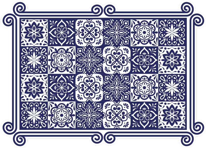 Tile vinyl rug mandala tile design - TenStickers