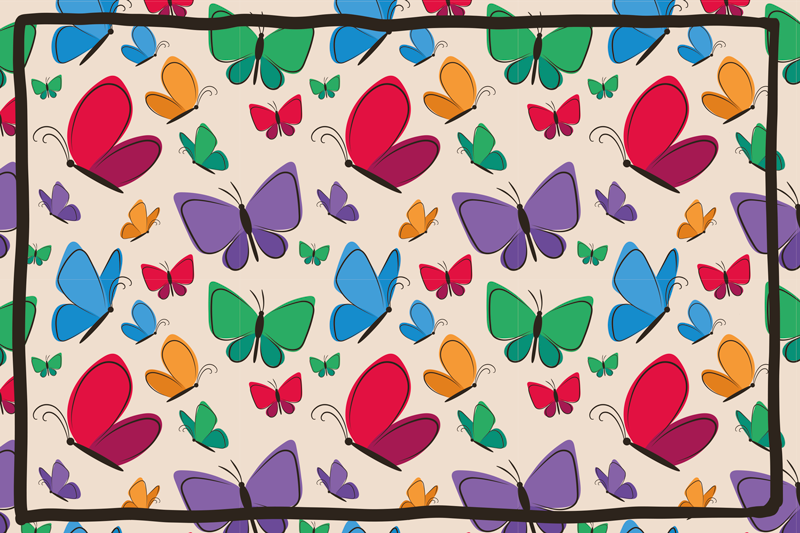 Butterfly Abundance vinyl rug flowers - TenStickers