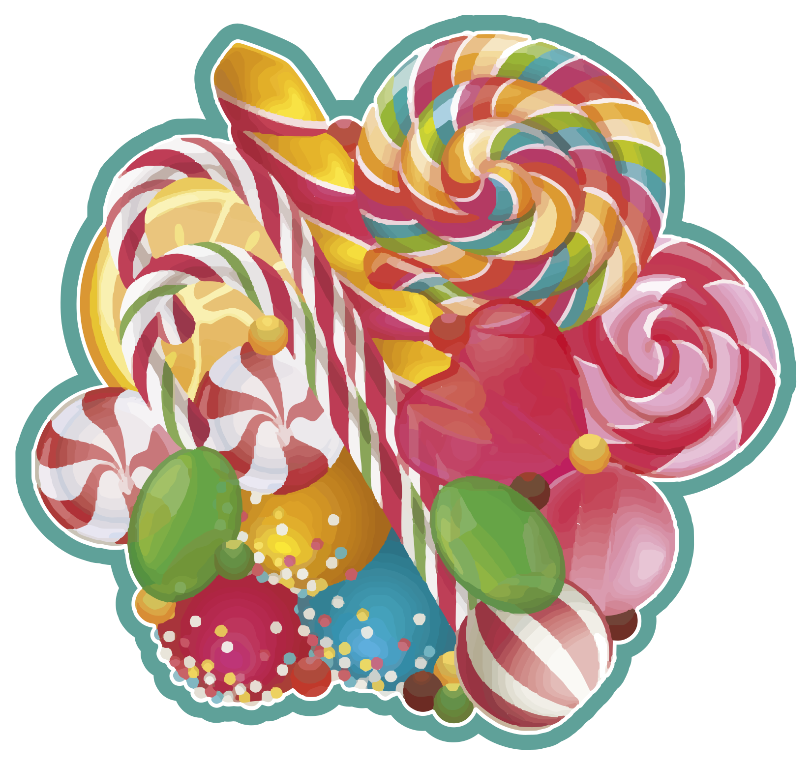 Wrapped candy Christmas tree mat - TenStickers
