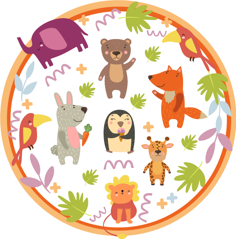 Circular Jungle Safari kids vinyl rug - TenStickers