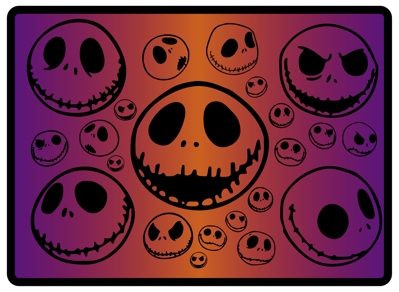 Spooky Skulls Pattern halloween vinyl rug - TenStickers