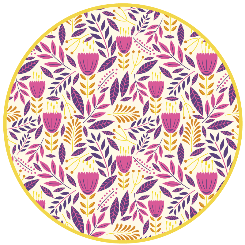 Floral Symmetry Design vinyl rug flowers - TenStickers