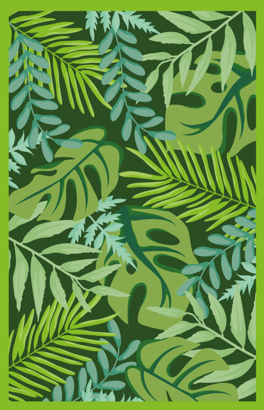 Tropical Foliage Decor vinyl rug flowers - TenStickers