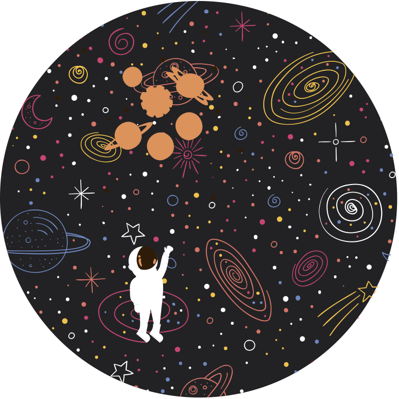 Space Exploration Motif kids vinyl rug - TenStickers