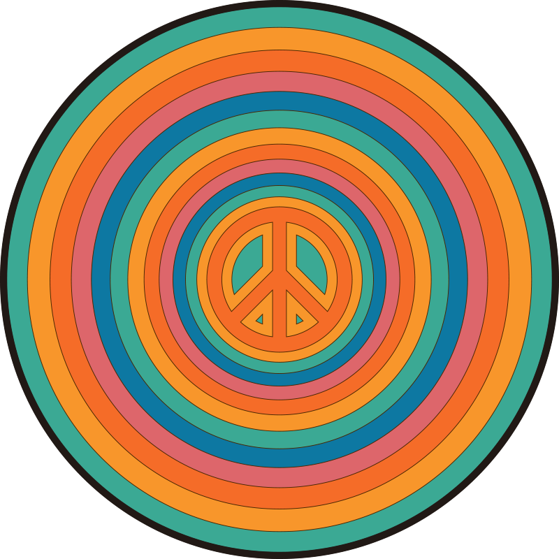 Colorful Peace Symbol teenage bedroom vinyl rug - TenStickers