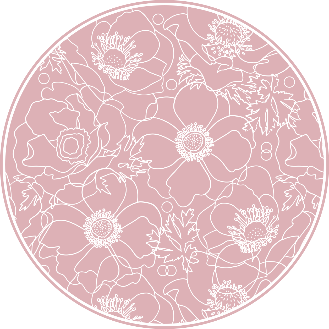 Floral Outline Motif vinyl rug flowers - TenStickers