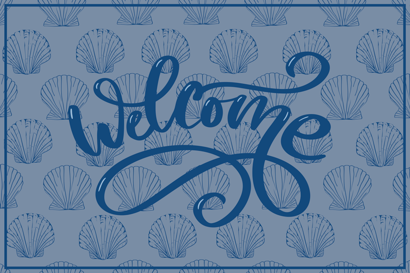Seashell Welcome Script custom vinyl rug - TenStickers