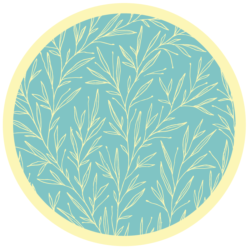 Botanical Round Motif vinyl rug flowers - TenStickers