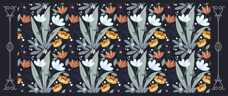 Floral Arrangement Pattern vinyl rug flowers - TenStickers