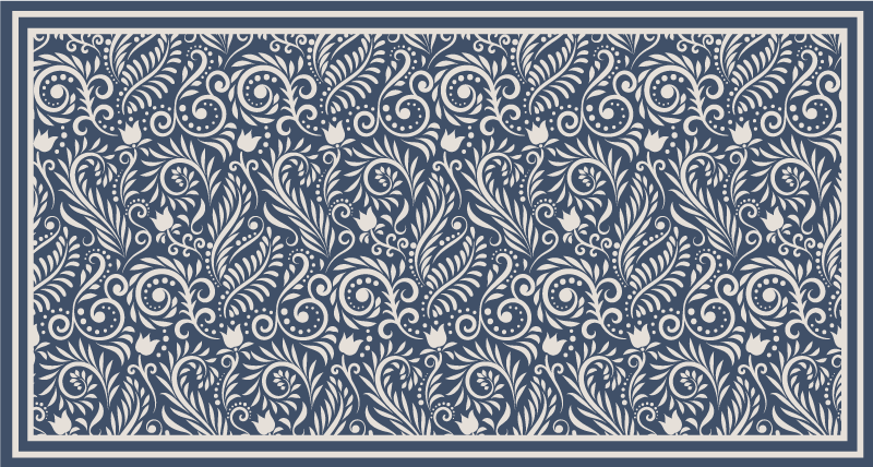 Ornate Floral Design kitchen vinyl rug - TenStickers
