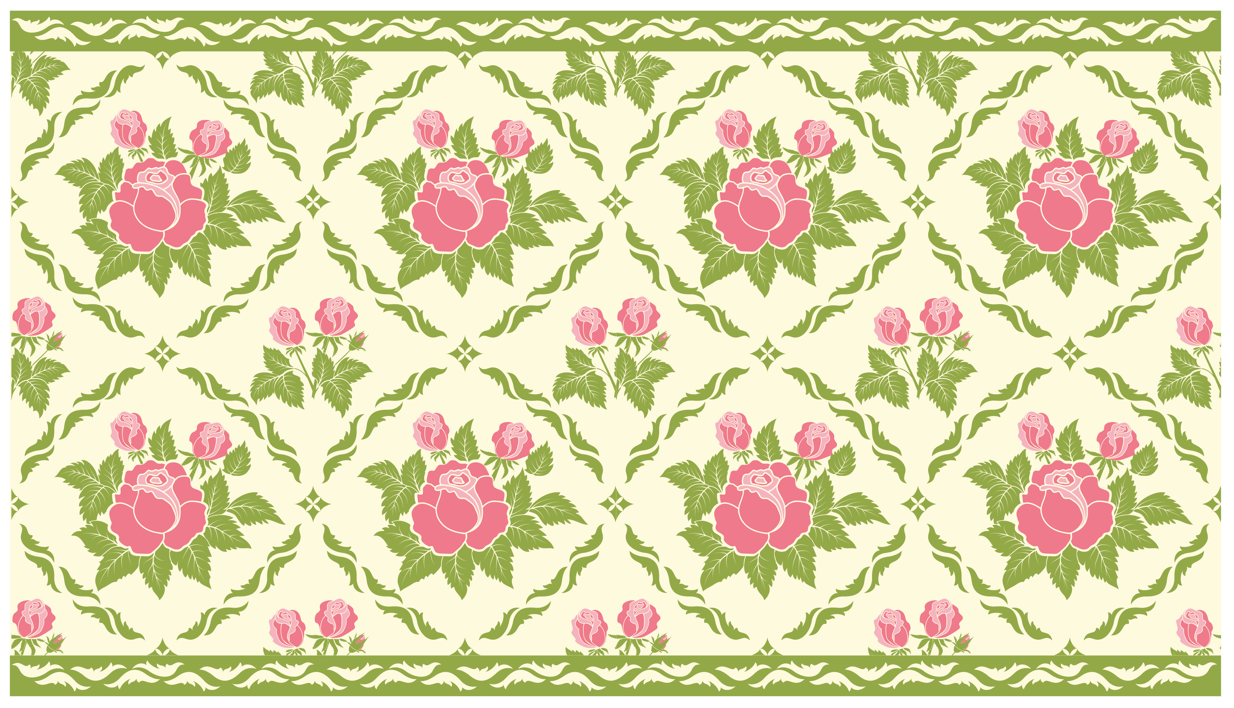 Floral Rose Pattern vinyl rug flowers - TenStickers
