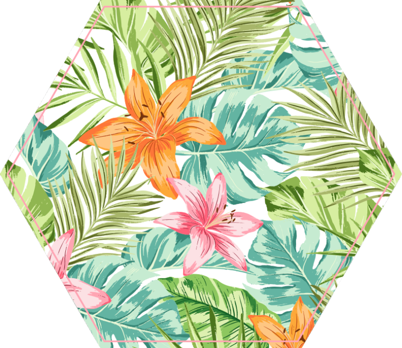 Tropical fines leafes floral rug - TenStickers