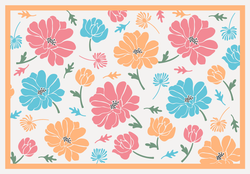 Colorful Floral Pattern vinyl rug flowers - TenStickers