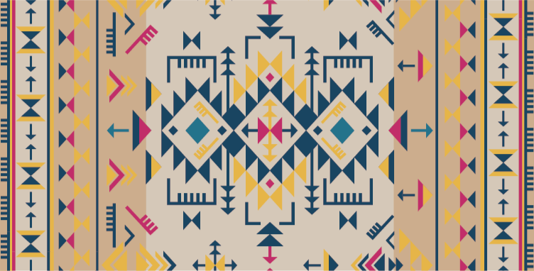 Geometric vinyl rug in geometric patterned decor - TenStickers