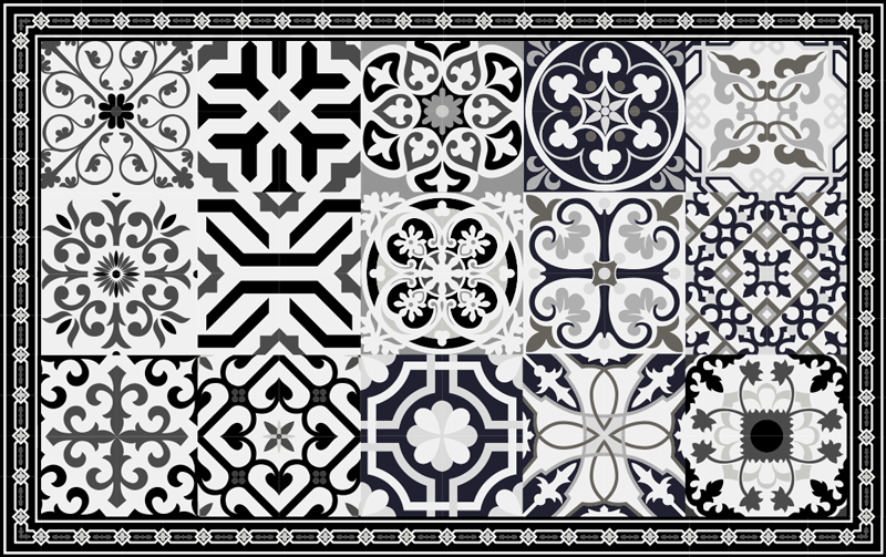 Black cement tails tile carpet - TenStickers