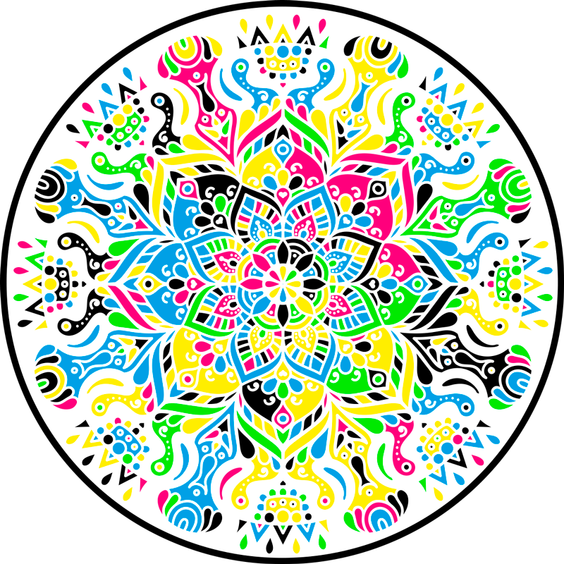 Vibrant mandala mandala vinyl rug - TenStickers
