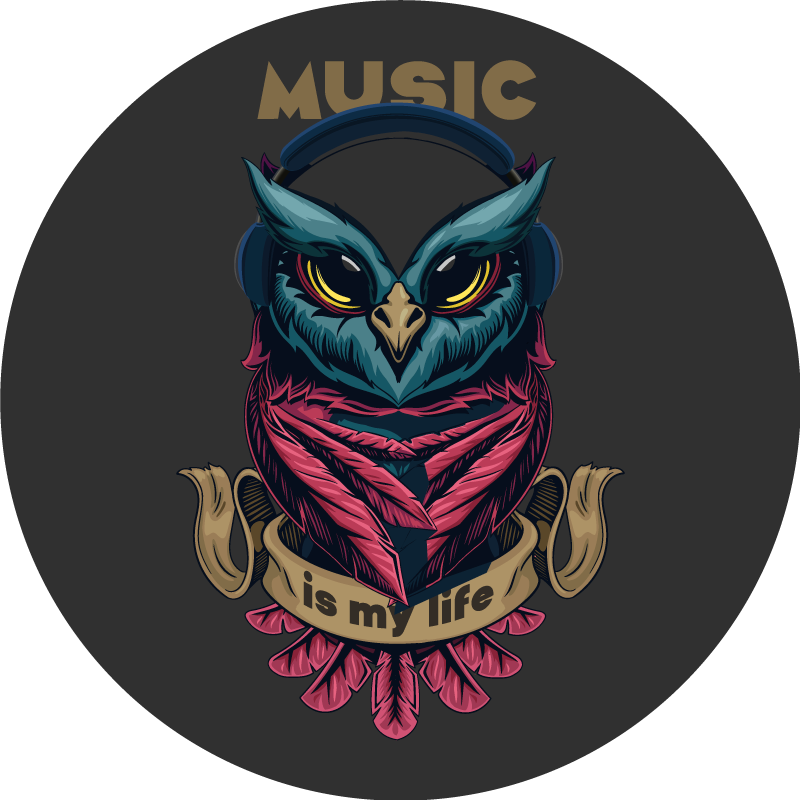 Owl Music Emblem teenage bedroom vinyl rug - TenStickers