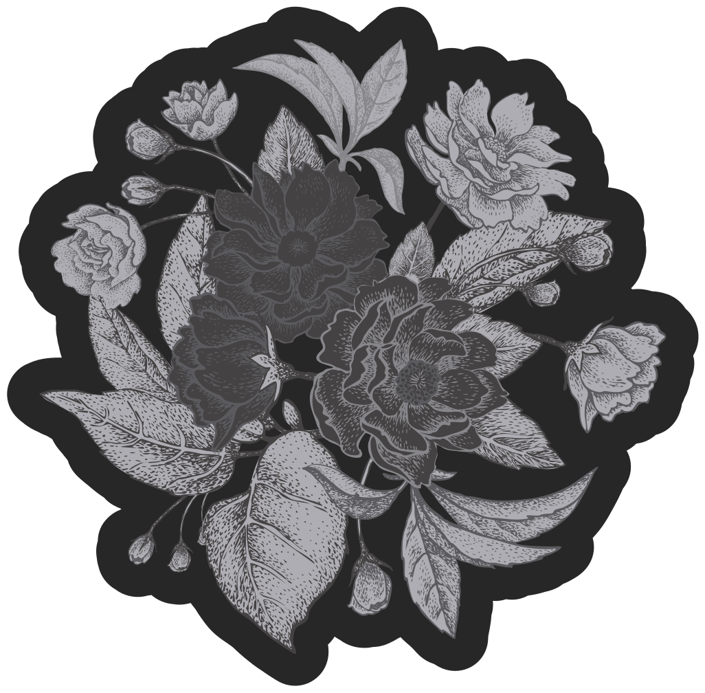 Floral Contour Display vinyl rug flowers - TenStickers