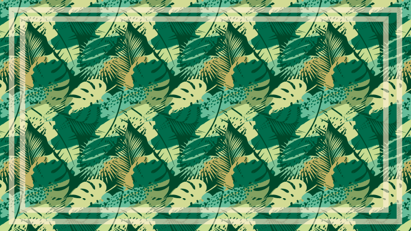 Tropical Foliage Array vinyl rug flowers - TenStickers