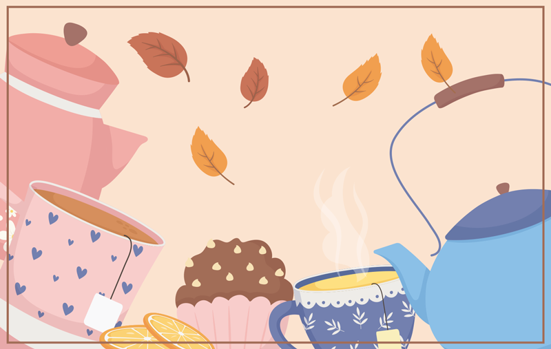 Teatime Illustration vinyl rug flowers - TenStickers