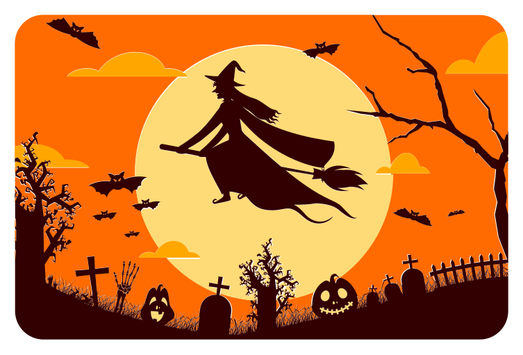 Halloween vinyl rug spooky halloween silhouette - TenStickers
