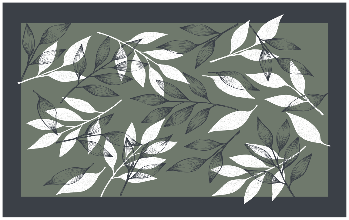 Leafy Botanical Pattern vinyl rug flowers - TenStickers