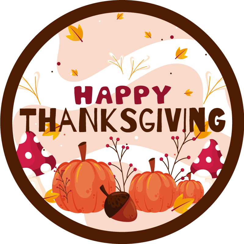 happy thanksgiving mushroom and pumpkins rug - TenStickers
