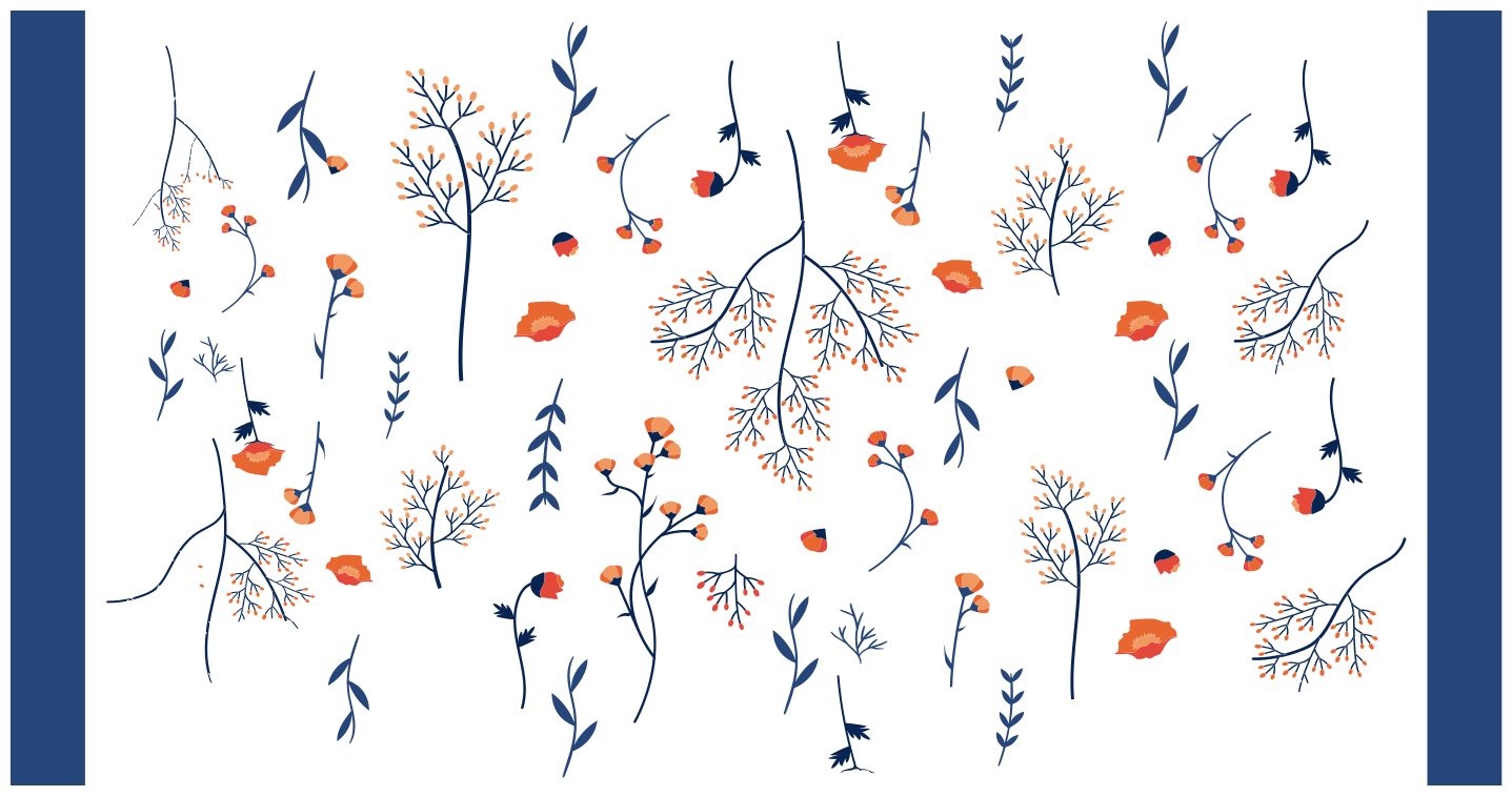 Botanical Autumn Motif vinyl rug flowers - TenStickers