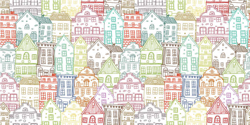 Colorful Townscape kids vinyl rug - TenStickers