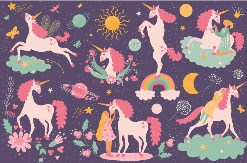 Enchanted Unicorns vinyl rug - TenStickers