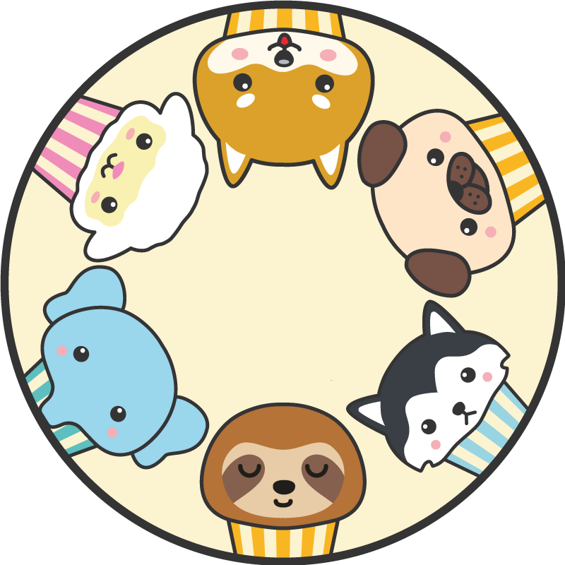 Anime animals circle animal rug - TenStickers
