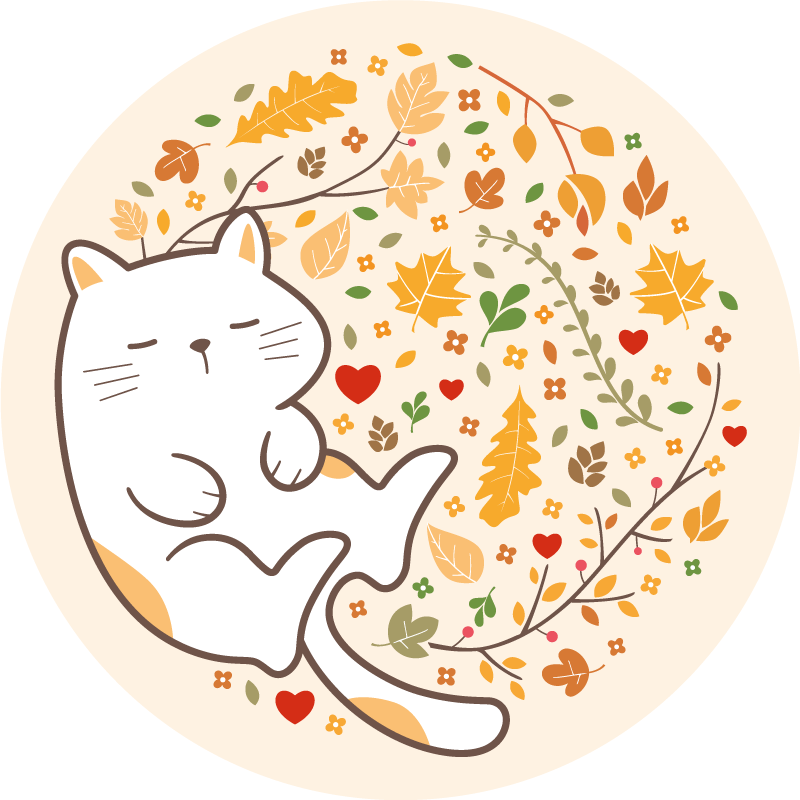 Autumn Cat Illustration vinyl rug - TenStickers