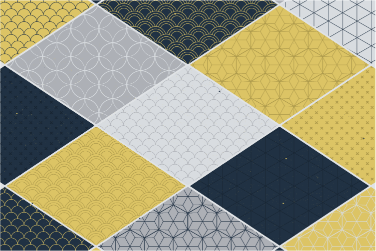 Geometric vinyl rug in mosaic blend design - TenStickers
