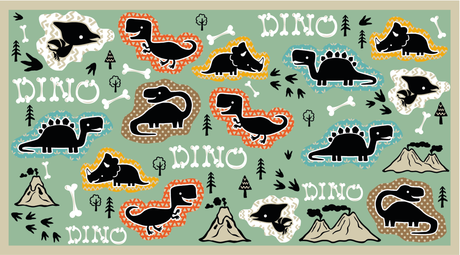 Dinosaur Playground vinyl rug - TenStickers