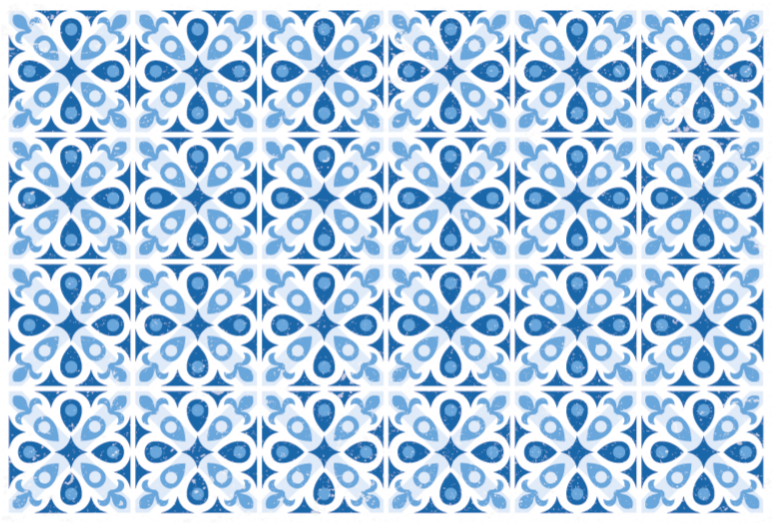 Blue patterned tile vinyl rug - TenStickers